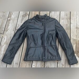 Vintage 90's Women's Black Leather Motorcycle Jacket Size Small